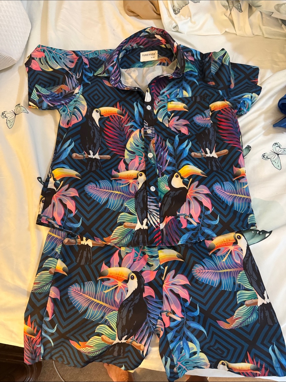 Tukuwear Tropical Toucan Button-Up Set - Black & Multicolor